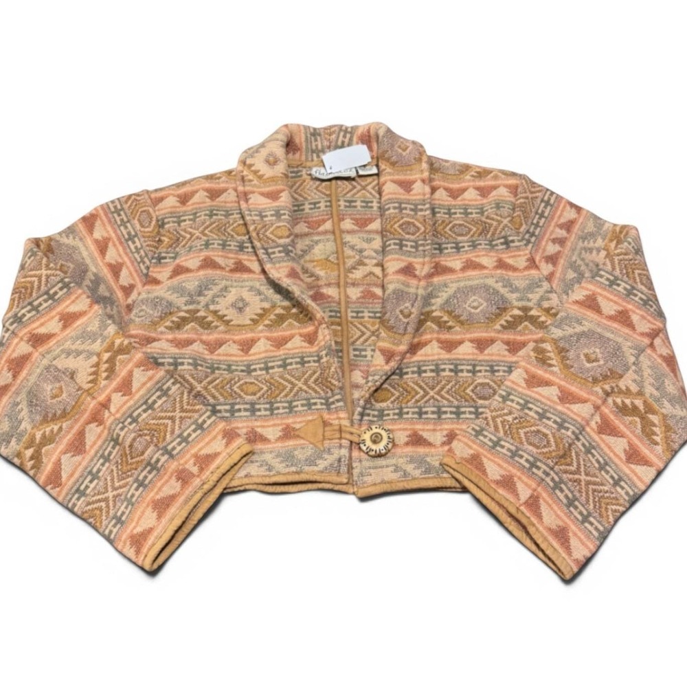 Vintage Flashback Geometric Southwestern Cropped Jacket Cotton Western Boho‎ S